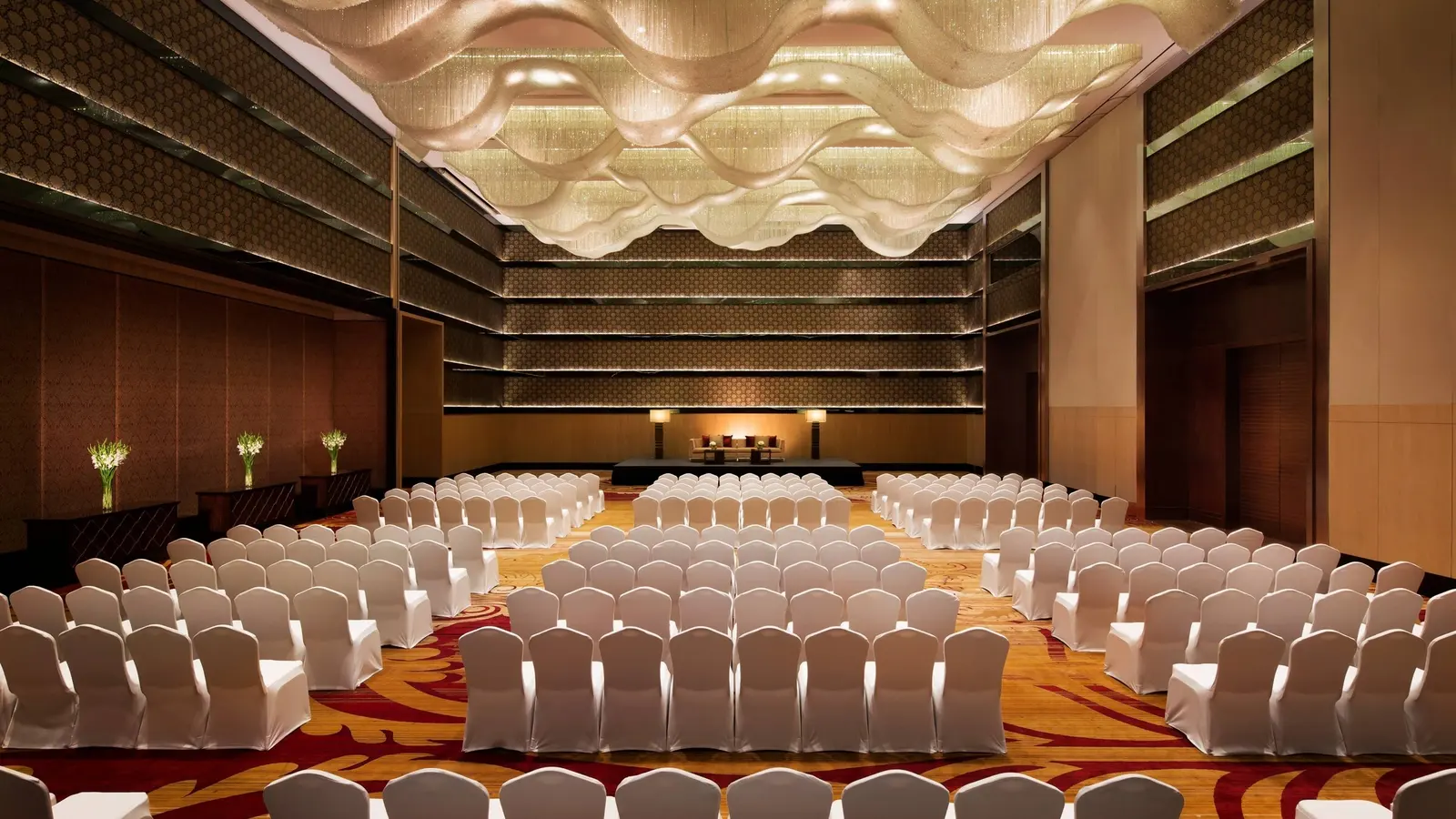 Theatre-style seating in the JW Marriott Bengaluru ballroom